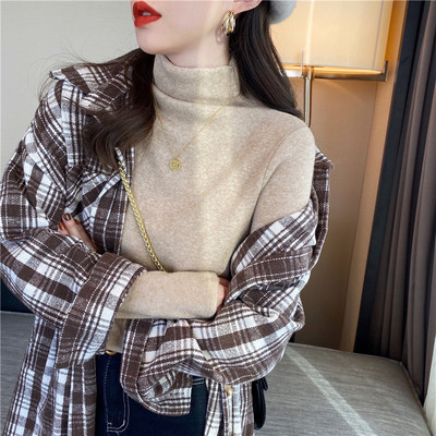 Модерен дамски втален пуловер с поло яка 