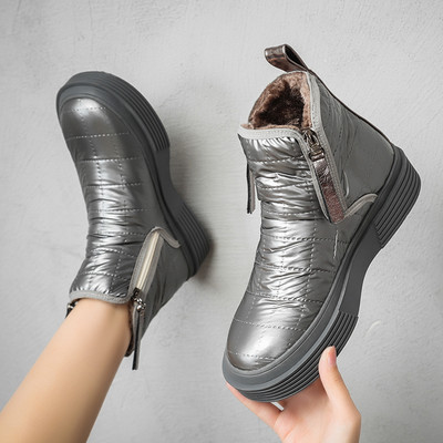 Дамски боти с топла  подплата и цип