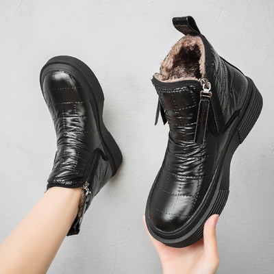 Дамски боти с топла  подплата и цип