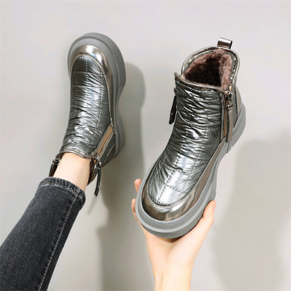 Дамски боти с топла  подплата и цип