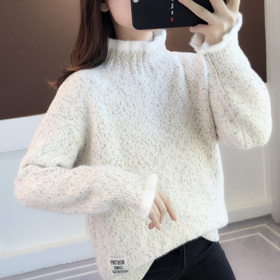 Πλεκτό γυναικείο πουλόβερ με ψηλό γιακά - τέσσερα χρώματα