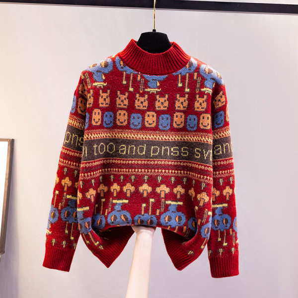 Νέο μοντέλο γυναικείου πλεκτό πουλόβερ με χαμηλό γιακά πόλο - τρία χρώματα