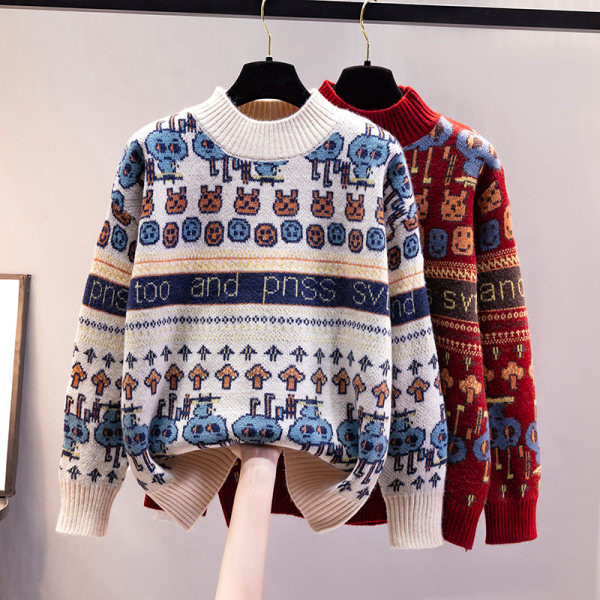 Νέο μοντέλο γυναικείου πλεκτό πουλόβερ με χαμηλό γιακά πόλο - τρία χρώματα