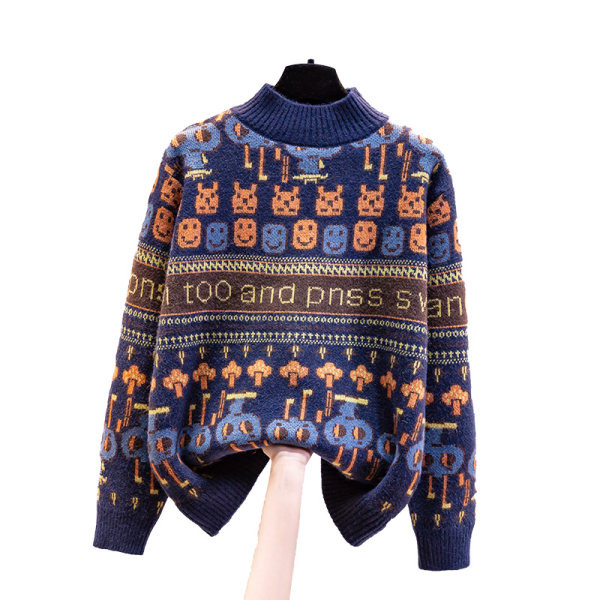 Νέο μοντέλο γυναικείου πλεκτό πουλόβερ με χαμηλό γιακά πόλο - τρία χρώματα