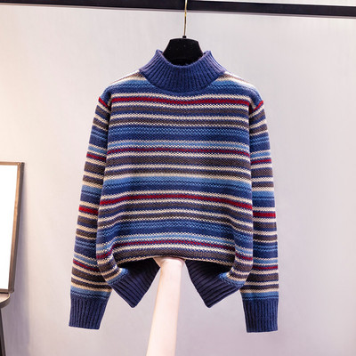 Γυναικείο μοντέρνο πουλόβερ με ψηλό γιακά - τέσσερα χρώματα