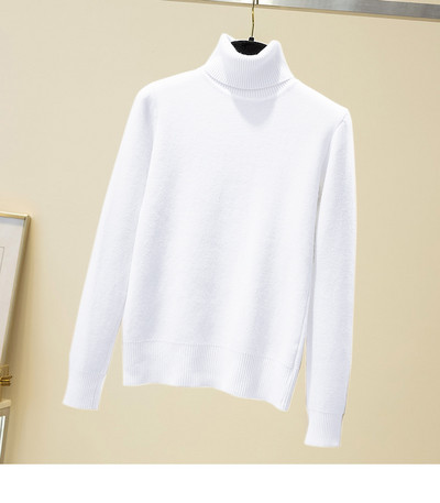 Топъл зимен пуловер с поло яка - подплътен