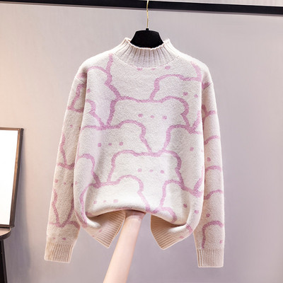 Casual γυναικείο πουλόβερ με ψηλό γιακά