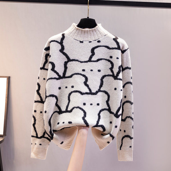 Casual γυναικείο πουλόβερ με ψηλό γιακά 