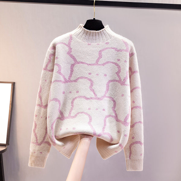 Casual γυναικείο πουλόβερ με ψηλό γιακά 