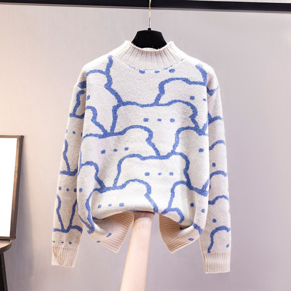 Casual γυναικείο πουλόβερ με ψηλό γιακά 