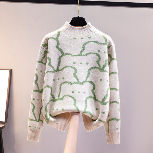 Casual γυναικείο πουλόβερ με ψηλό γιακά 