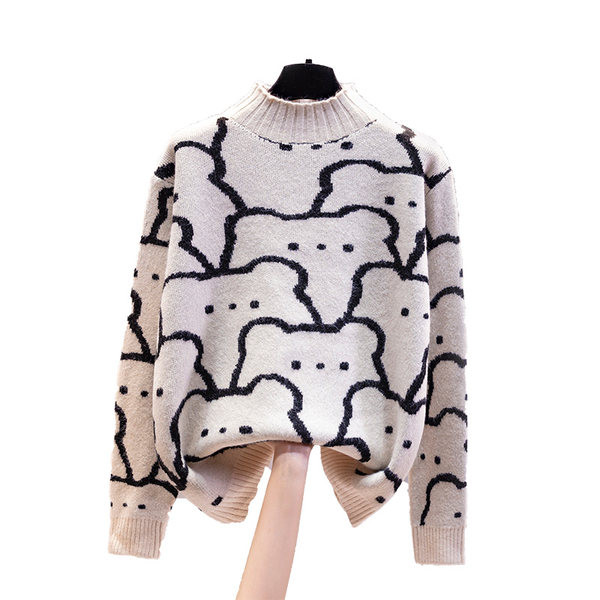 Casual γυναικείο πουλόβερ με ψηλό γιακά 
