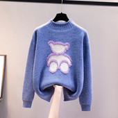 Дамски ежедневен пуловер с апликация в четири цвята