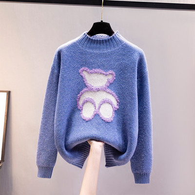 Дамски ежедневен пуловер с апликация в четири цвята