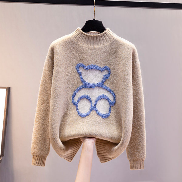 Дамски ежедневен пуловер с апликация в четири цвята