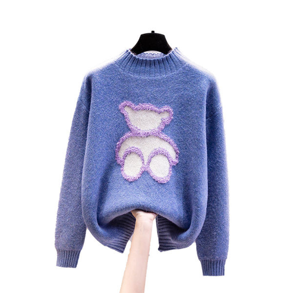 Дамски ежедневен пуловер с апликация в четири цвята