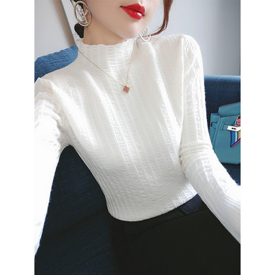 Ежедневен дамски пуловер с поло яка - тънък