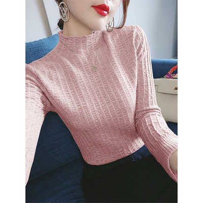 Ежедневен дамски пуловер с поло яка - тънък