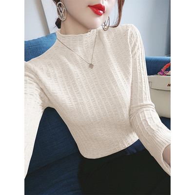 Ежедневен дамски пуловер с поло яка - тънък