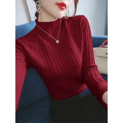 Ежедневен дамски пуловер с поло яка - тънък