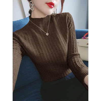 Ежедневен дамски пуловер с поло яка - тънък