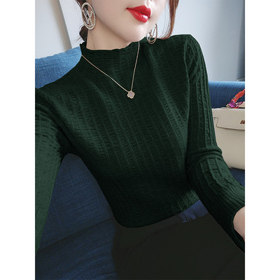 Ежедневен дамски пуловер с поло яка - тънък