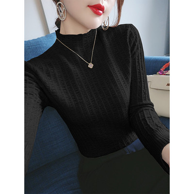 Ежедневен дамски пуловер с поло яка - тънък