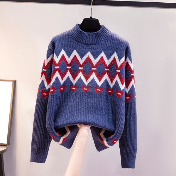 Дамски пуловер  с висока яка - четири цвята