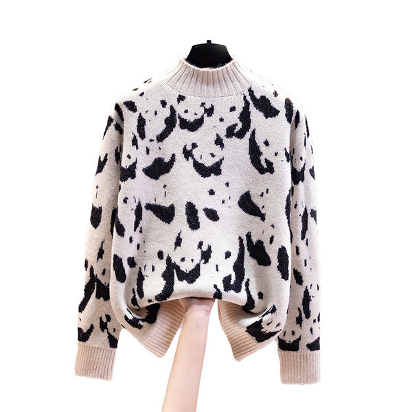 Топъл зимен пуловер за жени с поло яка