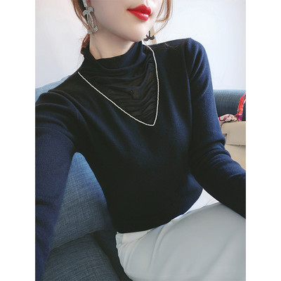 Дамски пуловер с ниска яка-в три цвята