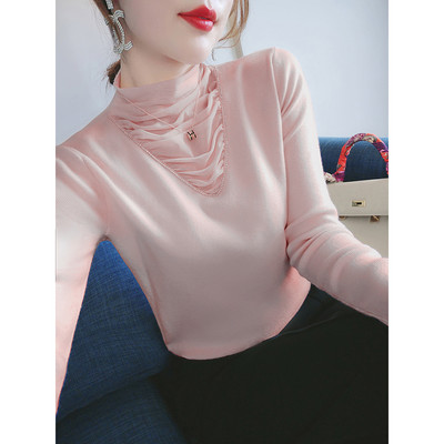 Дамски пуловер с ниска яка-в три цвята