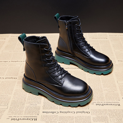 Кожени боти с връзки - за жени