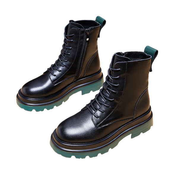 Кожени боти с връзки - за жени