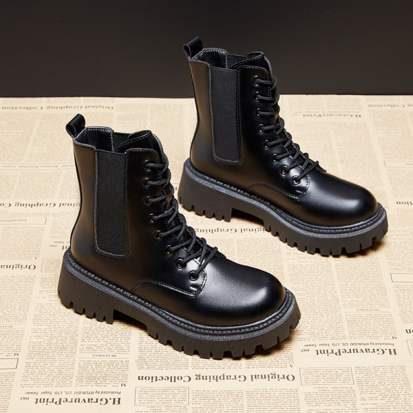 Ежедневни дамски боти от еко кожа заоблен модел