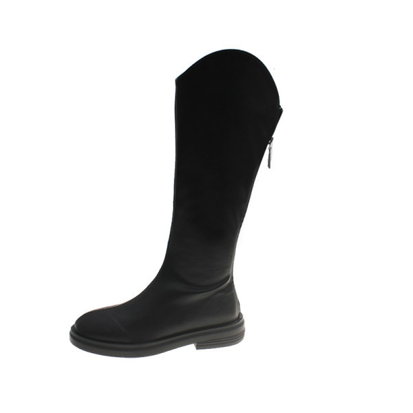 Дамски кожени  ботуши с  равна  подметка