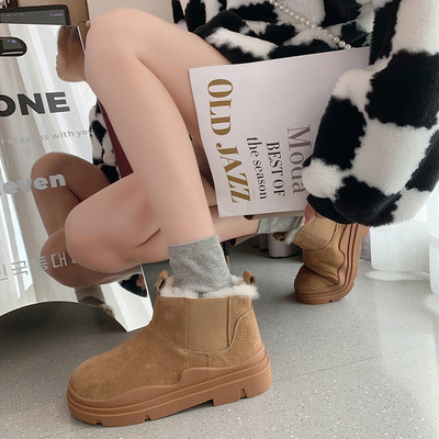 Зимни дамски боти с топла подплата и равна подметка