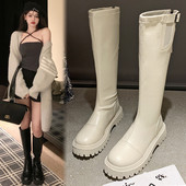 Дамски ботуши с груба подметка - еко кожа