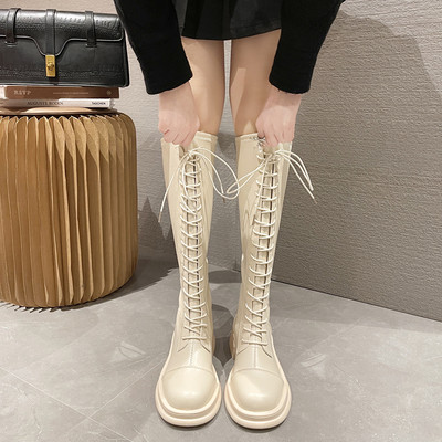 Модерни дамски боти до коляното с връзки