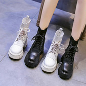 Дамски кожени боти с връзки  в два цвята