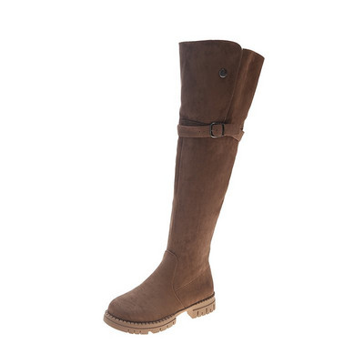 Дълги ботуши от еко велур с топла подплата