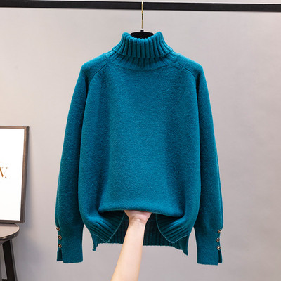 Νέο μοντέλο πλεκτό γυναικείο πουλόβερ με ψηλό γιακά - πολλά χρώματα