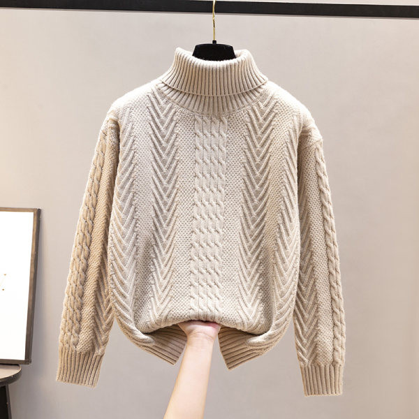 Дамски зимен пуловер с поло яка