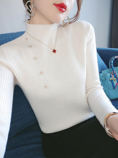 Γυναικείο πουλόβερ με χαμηλό γιακά και κουμπιά