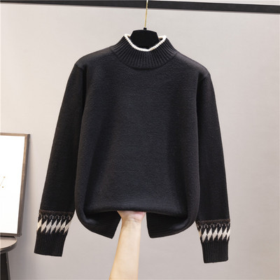 Широк дамски пуловер с поло яка - няколко цвята