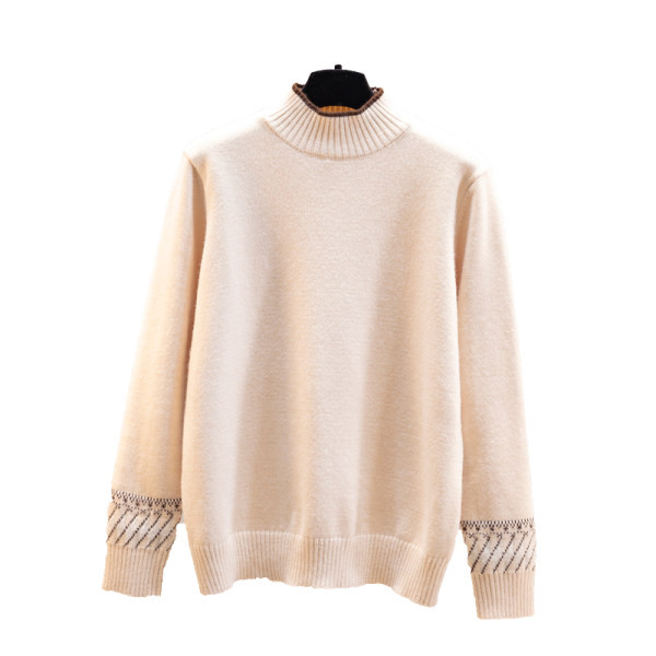 Широк дамски пуловер с поло яка - няколко цвята