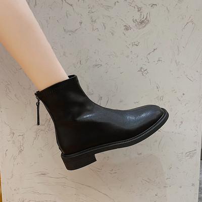 Модерни дамски заоблени боти от еко кожа