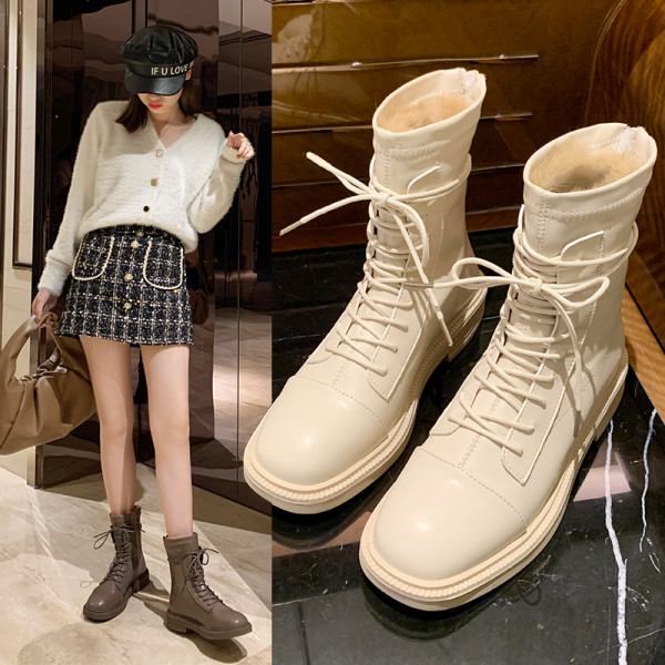 Изчистен модел дамски боти от еко кожа с топла подплата