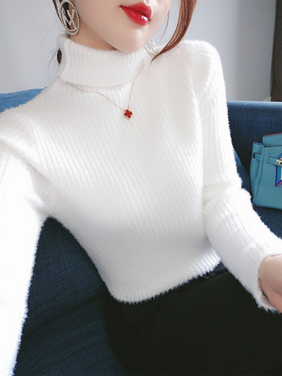 Γυναικείο απαλό πουλόβερ με γιακά πόλο νέο μοντέλο