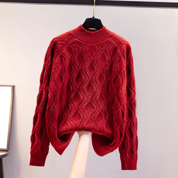 Ζεστό χειμωνιάτικο πουλόβερ με μεγάλη πλέξη