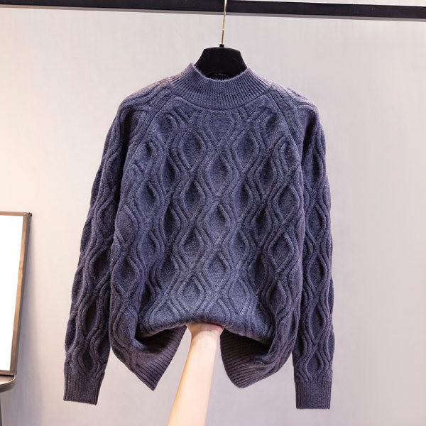 Ζεστό χειμωνιάτικο πουλόβερ με μεγάλη πλέξη
